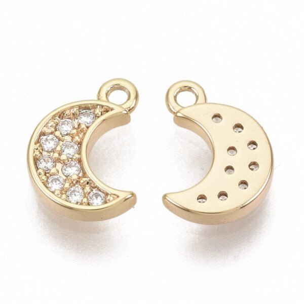 Colgante lunita laminado oro 18k quilates microcircones