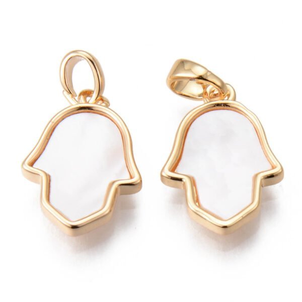 Dije mano de fátima largo nacar enchapado en oro real 18k/goldfilled