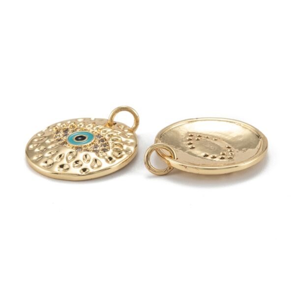 Dije ojo turco azul laminado oro 18k/goldfilled con microcircones - Imagen 2