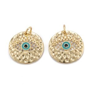 Dije ojo turco azul laminado oro 18k/goldfilled con microcircones