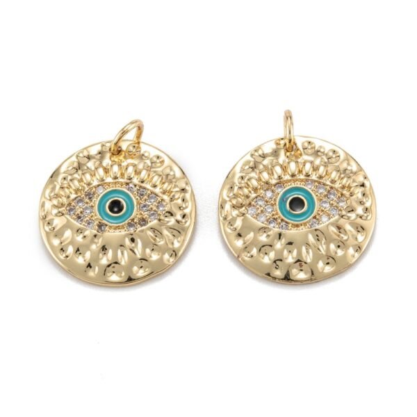 Dije ojo turco azul laminado oro 18k/goldfilled con microcircones
