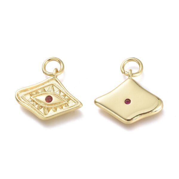 Dije ojo turco rombo laminado oro 18k/goldfilled con microcircón de color - Imagen 2