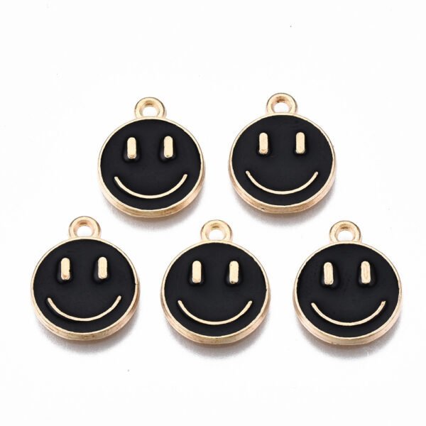 Dije smile, esmaltado dorado 14,5x12mm por 3 unidades (variedad de colores)