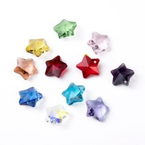 Dijes colgantes cristal estrella facetados (pack x 10 unidades colores surtidos)