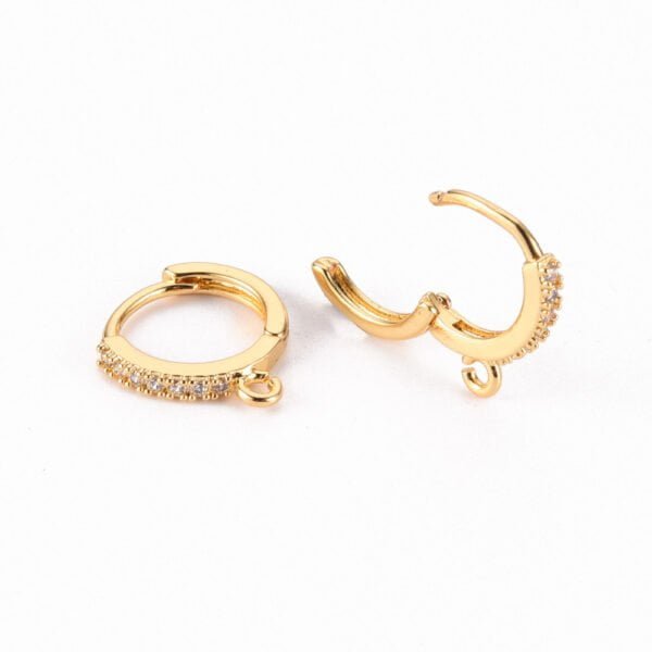 Par de ganchos brisura dorados argollas para aros laminados oro 18k kilates goldfilled - Imagen 2