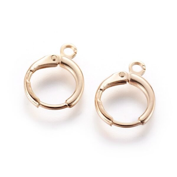 Par de ganchos brisura dorados para aros laminados en oro rosa 18k kilates goldfilled