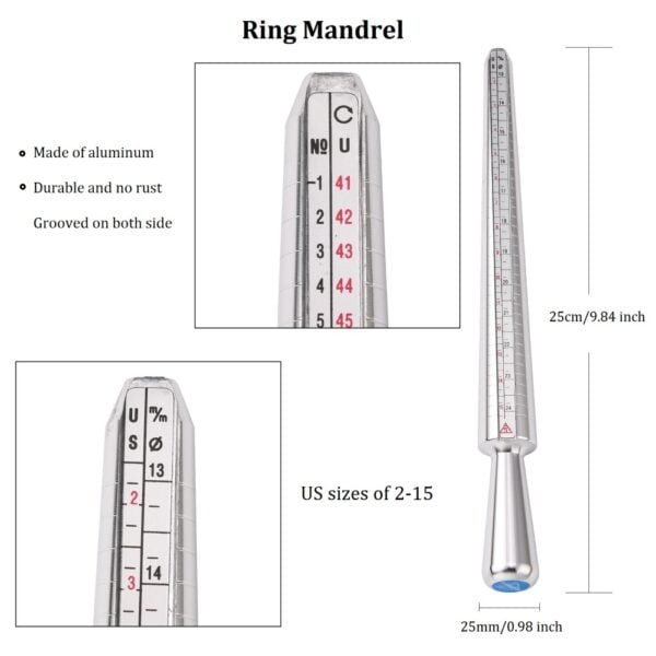 Juego de mandril para medir anillos + 28 medidores - Imagen 6