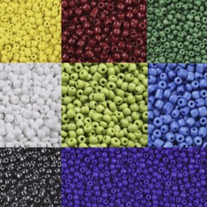 MOSTACILLON DE VIDRIO OPACO 6/0, 4MM, POR 50 GRAMOS (VARIEDAD DE COLORES)