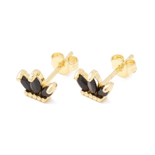 Par de aritos coronas dorados laminados en oro 18k/goldfilled con circones - Imagen 2