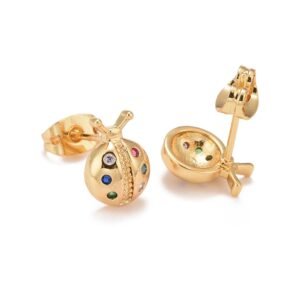 Par de aritos vaquitas San Antonio laminados oro 18k/goldfilled microcircones