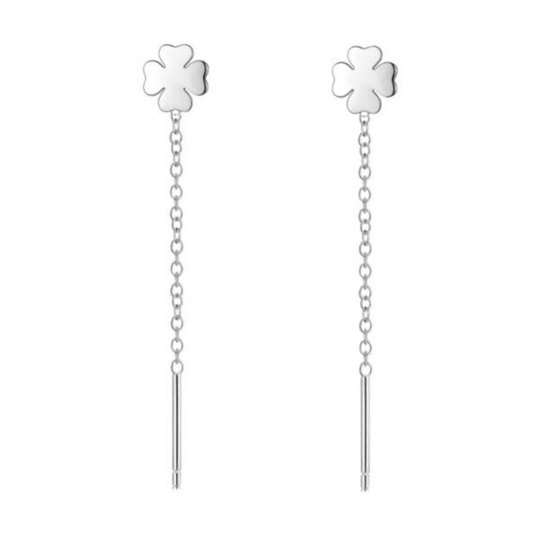 Par de aros colgantes trébol plata 925.
