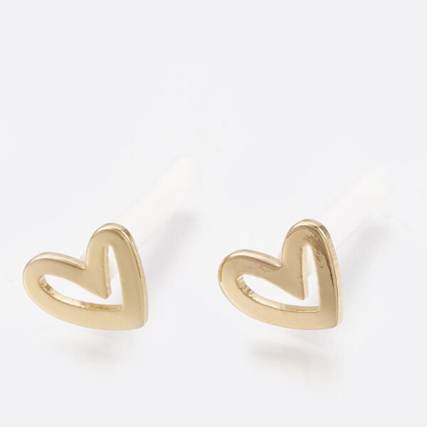 Par de aros dorados corazones laminados oro 18k/goldfilled - Imagen 2