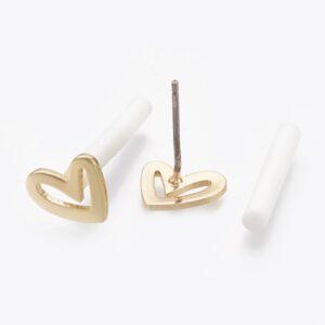 Par de aros dorados corazones laminados oro 18k/goldfilled