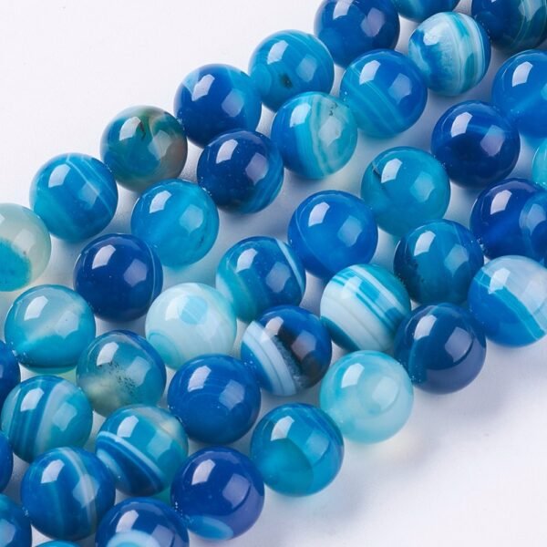 Tira de piedra natural ágata rayada azul, recalentada y teñida