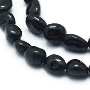 Tira de piedra natural turmalina negra semillas