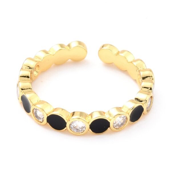 Anillo esmaltado dorado ajustable laminado oro 18k/goldfilled con microcircones - Imagen 2