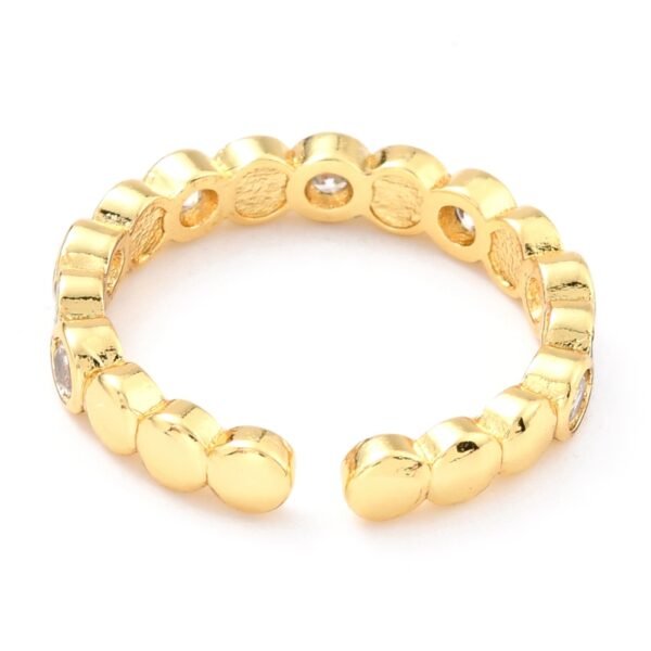 Anillo esmaltado dorado ajustable laminado oro 18k/goldfilled con microcircones - Imagen 3