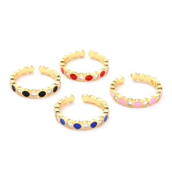 Anillo esmaltado dorado ajustable laminado oro 18k/goldfilled con microcircones