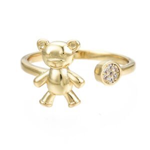 Anillo ajustable osito laminado oro 16k/goldfilled oso microcircones