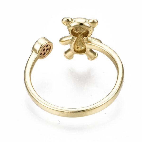 Anillo ajustable osito laminado oro 16k/goldfilled oso microcircones - Imagen 2