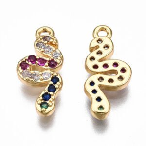 Dije colgante de serpiente laminado oro 18k/goldfilled microcircones de colores