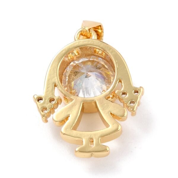 Dije colgante niña laminado oro 18k/goldfilled nena con circones - Imagen 2