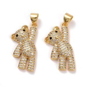 Dije colgante oso laminado oro 18k/goldfilled osito con microcircones
