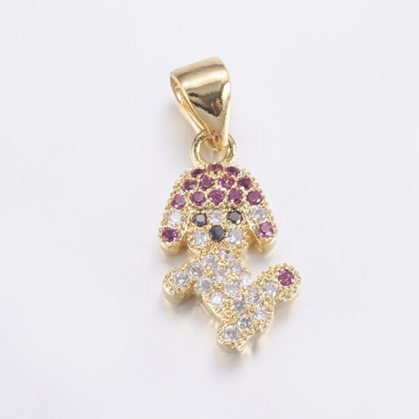 Dije colgante perrito laminado oro 18k/goldfilled perro con microcircones