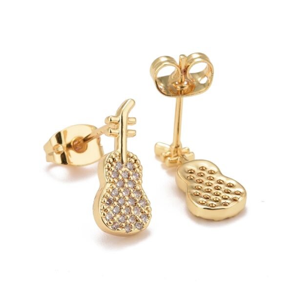 Par de aritos de violines aros laminados oro 18k/ goldfilled con microcircones