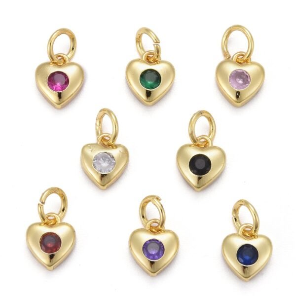 Dije colgante corazón laminado oro 18k/goldfilled con microcircón