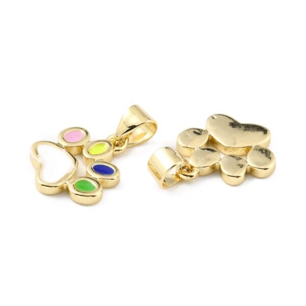 Dije esmaltado patita huella perro laminado oro 18k/goldfilled - Imagen 2