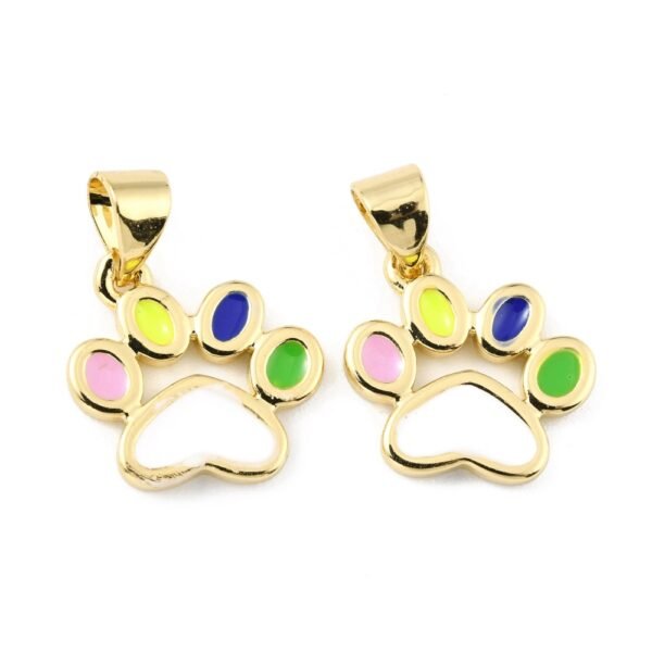 Dije esmaltado patita huella perro laminado oro 18k/goldfilled