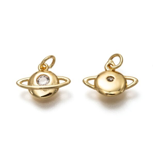 Dije planeta Saturno laminado oro 18k/goldfilled con circón transparente