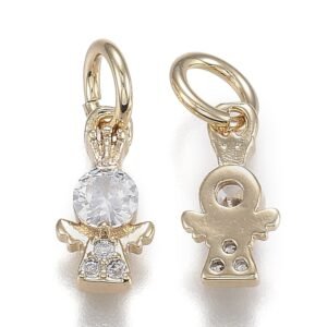 Dije colgante angelito laminado oro 18k/goldfilled con microcircones