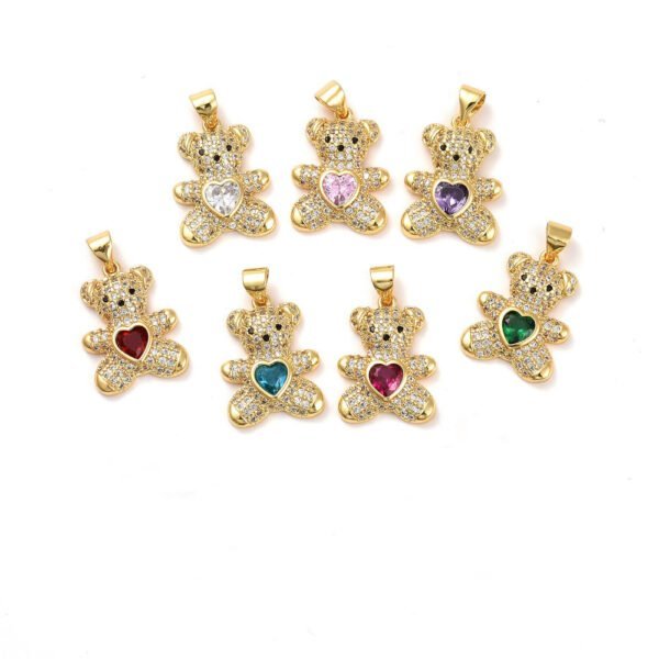 Dije colgante oso con corazón osito laminado oro 18k/goldfilled microcircones