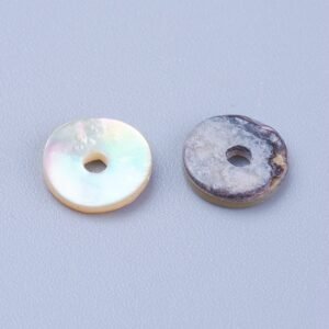 Cuentas de concha natural forma de disco (pack por 10 unidades)