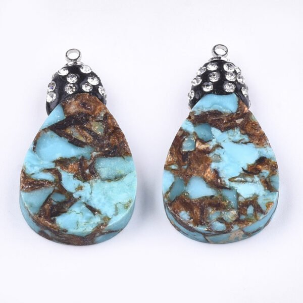 Dije de piedra Broncita y Turquesa con circones