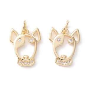 Dije perro bull terrier laminado oro 18k/goldfilled con microcircones