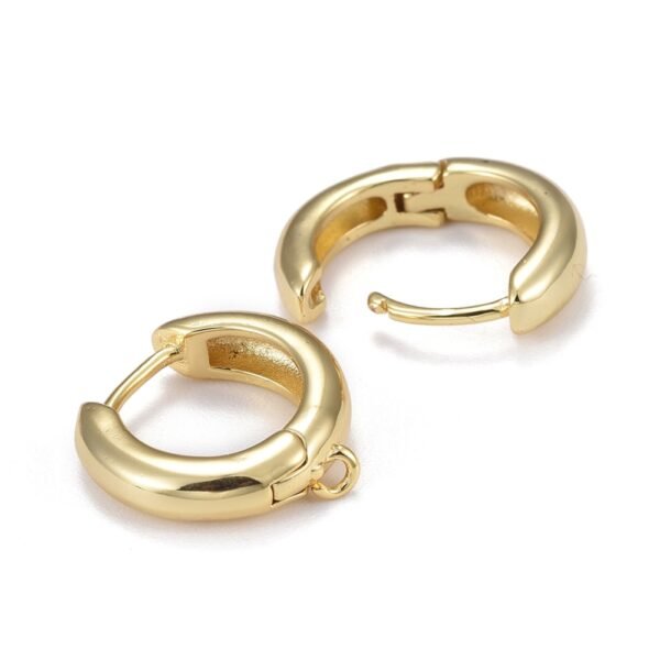 Par de ganchos argollas huggie para aros laminados oro 18k/goldfilled - Imagen 2