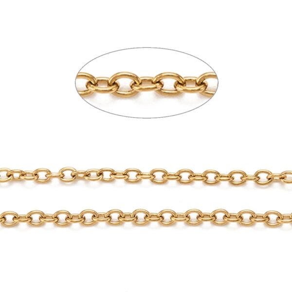CADENA DE ACERO DORADO 316, CON ESLABONES DE 2,5×2MM