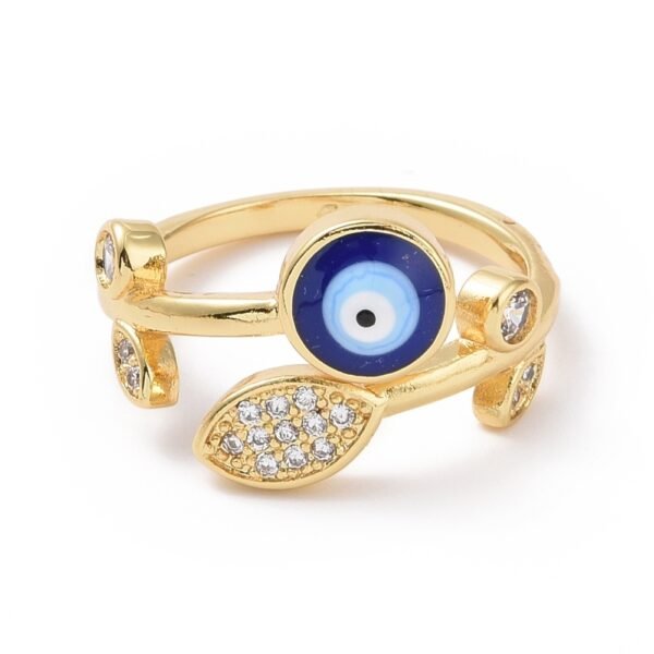 Anillo ajustable de ojo turco laminado oro 18k/goldfilled microcircones - Imagen 2