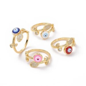 Anillo ajustable de ojo turco laminado oro 18k/goldfilled microcircones
