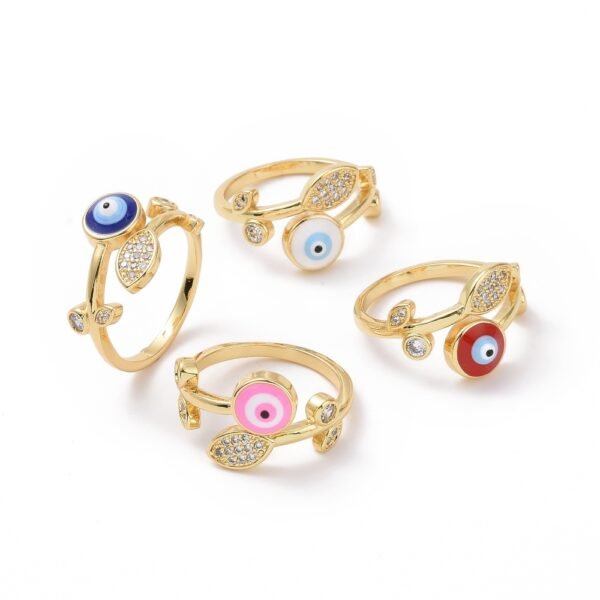 Anillo ajustable de ojo turco laminado oro 18k/goldfilled microcircones