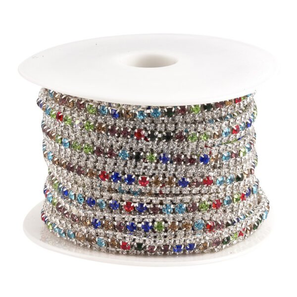 TIRA DE STRASS MULTICOLOR DE LATON PLATEADO (POR METRO) - Imagen 2