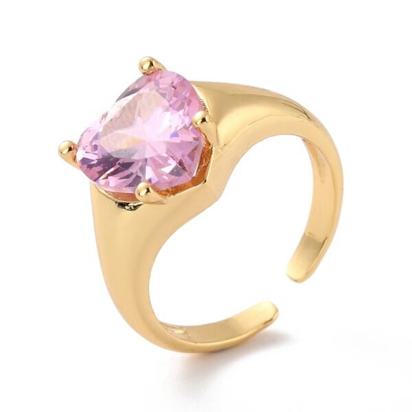 Anillo corazón rosa laminado oro 18k/goldfilled