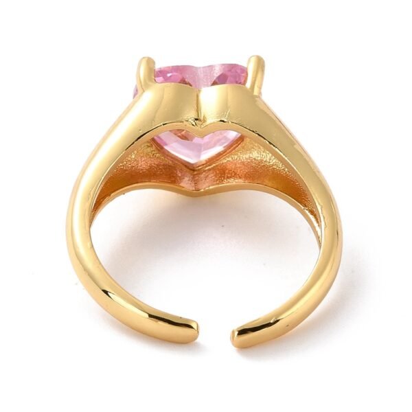 Anillo corazón rosa laminado oro 18k/goldfilled - Imagen 2