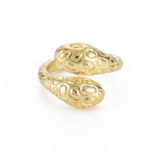 Anillo ajustable dorado de serpiente