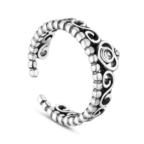 Anillo ajustable plata 925 vintage con zircón