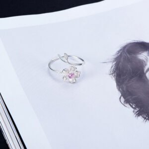 Anillo flor plata 925 con circonita cúbica rosa