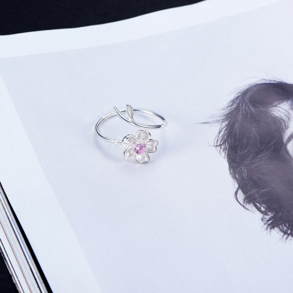 Anillo flor plata 925 con circonita cúbica rosa